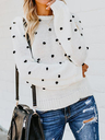 Pom-Pom Trim Polka Dots Pullover Sweater