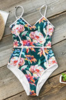 Full Blossom V-neck One-piece Swimsuit