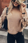 Tie Round Neck Solid Color Sweater