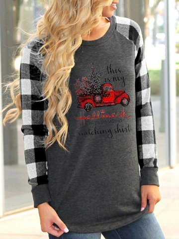 Women's Christmas Hallmark Stitching Sweatshirt