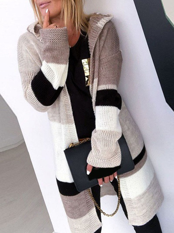 Fashion Patchwork Sweater Casual Cardigan Warm Jacket Clashing Sweater