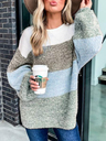 Plus Size Long Sleeve Striped Casual Sweater