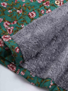 Floral Printed Hooded Long Sleeve Fleece Coat