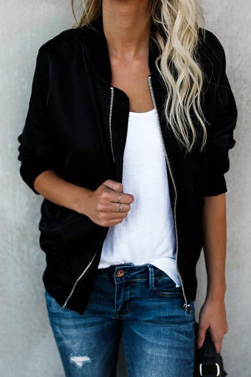 My Pleasure Zipper Black Jacket