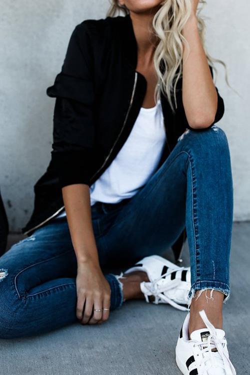 My Pleasure Zipper Black Jacket