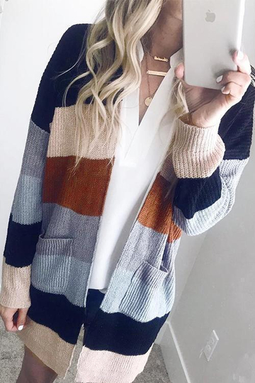 Block Patchwork Cardigan Sweaters