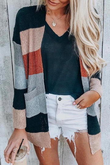 Block Patchwork Cardigan Sweaters