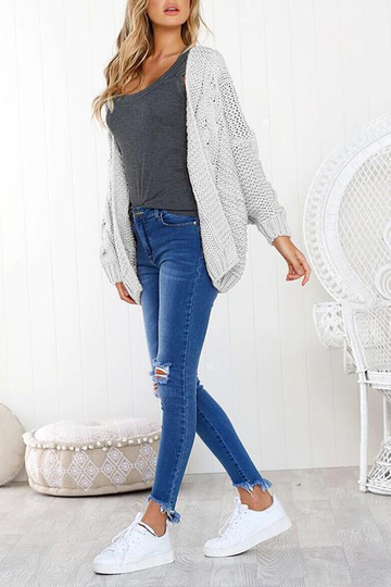 Simple Batwing Sleeves Cardigan Sweaters