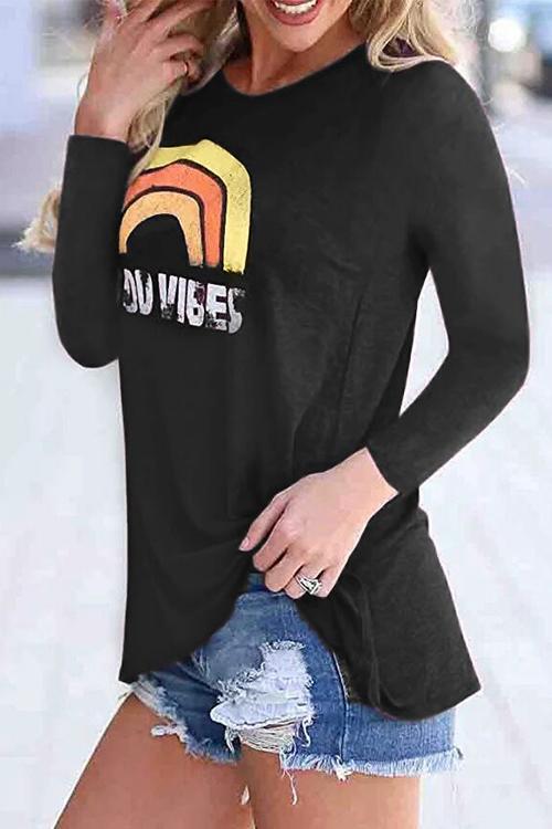 Rainbow Printed Black T-shirt