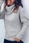 Casual Turtleneck Grey Knitted Sweaters