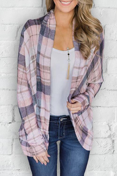 Plaid Grids Printed Coat