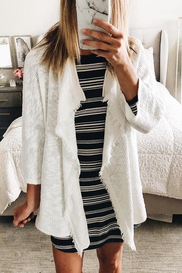 Elegant Tassel White Cardigan Sweaters