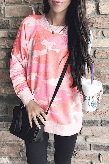 5XL plus size ladies fashion casual camouflage printed long-sleeved round neck sweater autumn sweater women Streetwear Tops