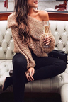 Dew Shoulder Knitted Solid Sweaters