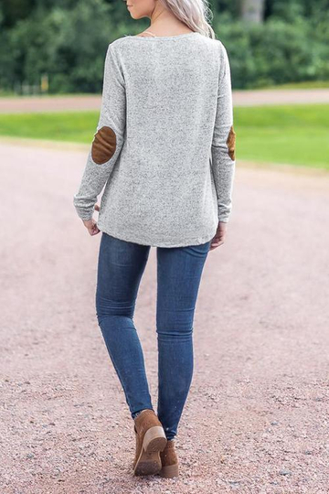 Basic Long Sleeves Patchwork T-shirt