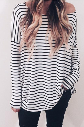 Striped Black Cotton T-shirt