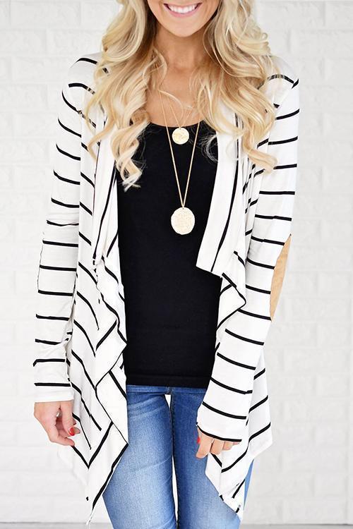 Simple Striped Word Cardigan Sweaters