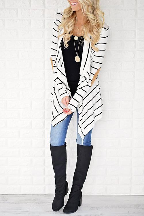 Simple Striped Word Cardigan Sweaters