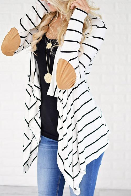 Simple Striped Word Cardigan Sweaters