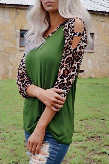 Chic Wild Leopard Printed Green T-shirt