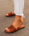 Square Toe Woven Flat Sandals