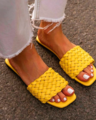 Square Toe Woven Flat Sandals