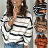 Women's Striped Color-Block Buttoned Sweater