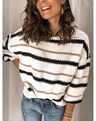 Women's Striped Color-Block Buttoned Sweater