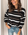 Women's Striped Color-Block Buttoned Sweater