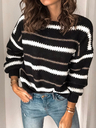 Women's Striped Color-Block Buttoned Sweater