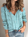 Women's Hollow-out V-Neck Buttoned Sweater Cardigans