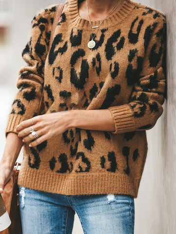 Women Leopard Chic Pullover Sweater