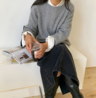 Classic Round Neck Solid Warm Knit Sweater