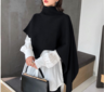 Turtleneck Irregular Solid Sweater Cape