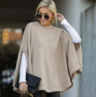 Batwing Crew Neck Knit Poncho