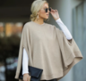 Batwing Crew Neck Knit Poncho