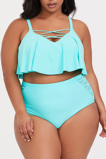 Mint Strappy Flounce Bikini Set