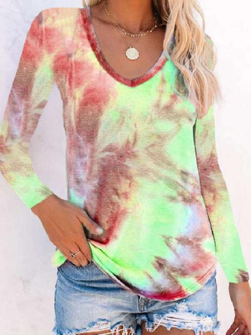 Tie-dye Caiyun Sunflower Long Sleeve T-shirt