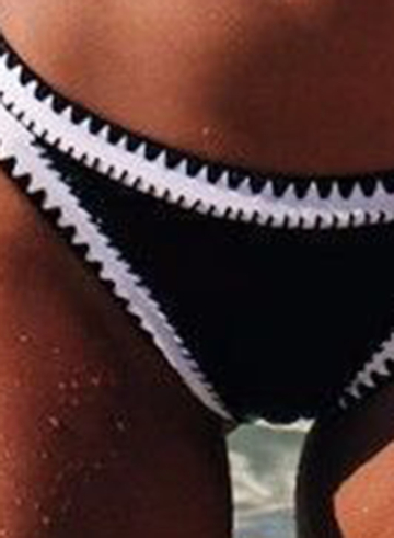 Beach Sexy Colorblock Strappy Round Neck Backless Bikini Swimwear