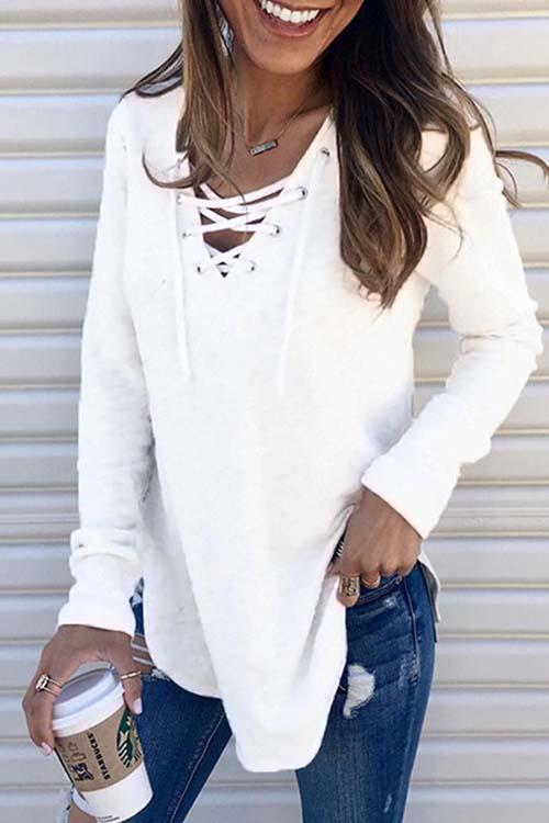 Casual String Lace-up Sweaters