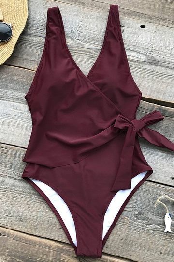 Elegant Dance Solid One-Piece Swimsuit