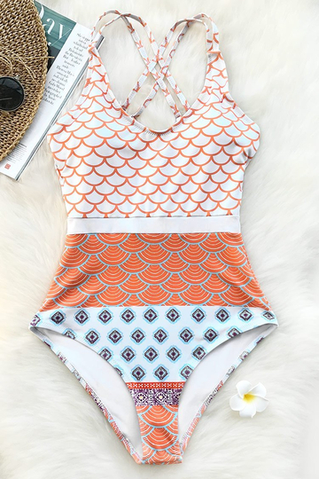 Beautiful World Print One-piece Swimsuit