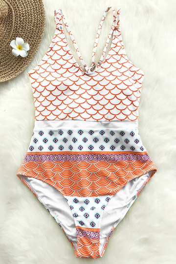 Beautiful World Print One-piece Swimsuit