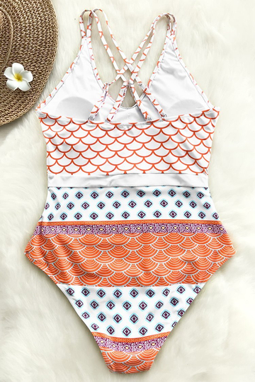 Beautiful World Print One-piece Swimsuit