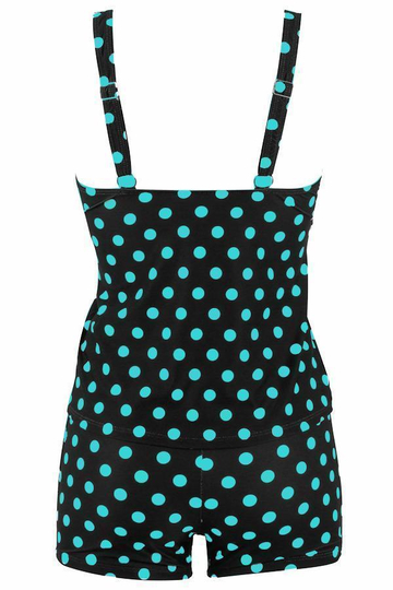 Green Polka Dot Print Slim Tankini Set