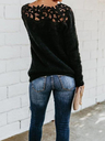 Women Mohair Sweater Black Crew Neck Elegant Long Sleeve Sweater