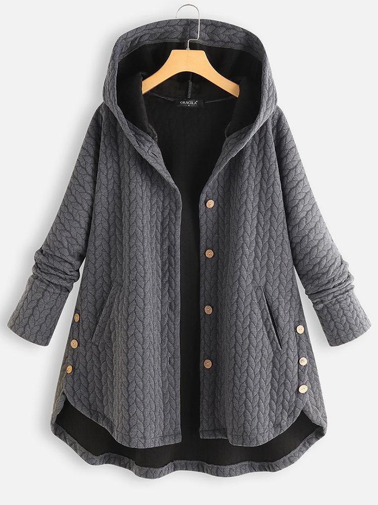 Women Vintage Solid Long Sleeve Cardigan