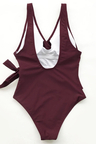 BACKLESS TIE FRONT ONE-PIECE SWIMSUIT