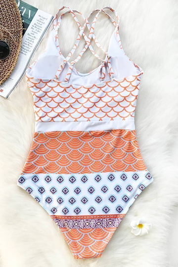 Beautiful World Print One-piece Swimsuit