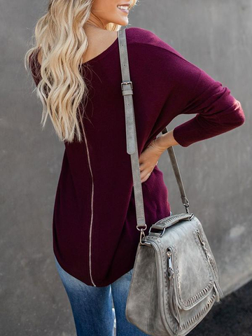 Crew Neck Back Zip Sweater